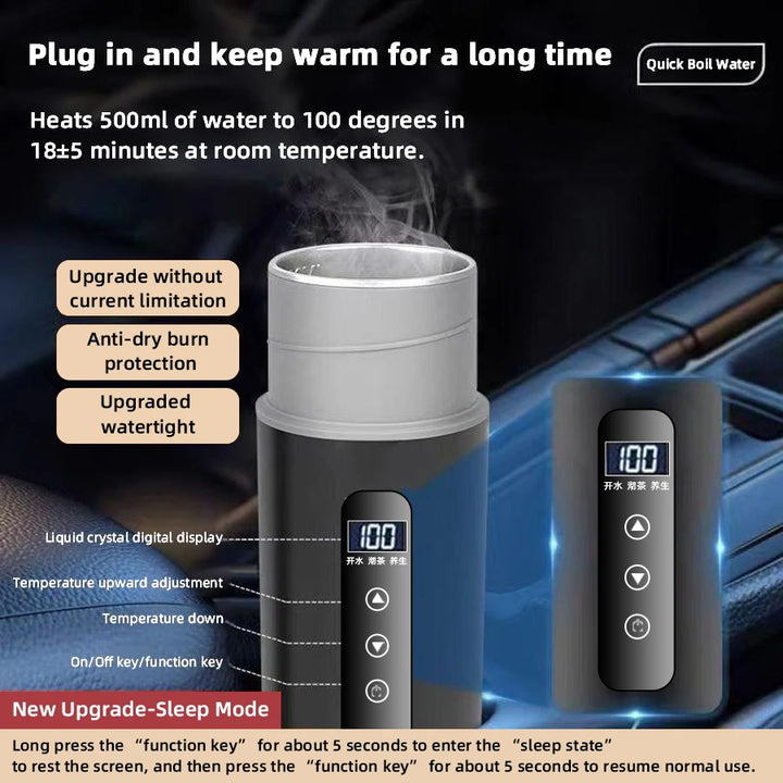 Elektresche Waasserkessel 12V24V Portabel Auto Heizbecher 500ml Rees Heizung Touchscreen Intelligent Upassbar Temperatur Thermobecher