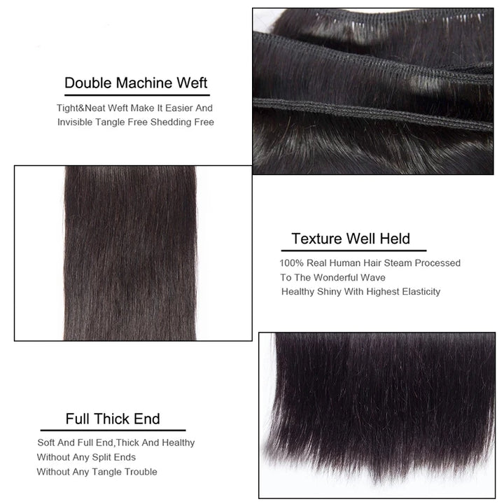 PerisModa 100% Straight Human Hair Bundles 1/3/4 Pcs Weave Bundles Human Hair Extensions Brazilian Remy Natural Black Human Hair