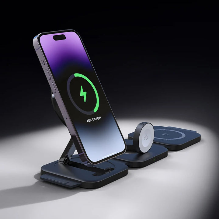 3 in 1 Wireless Charger Magnetic For iPhone 16 15 14 13 12 Fast Charging Station Dock For Apple Watch 10 9 8 7 6 5 For Airpods