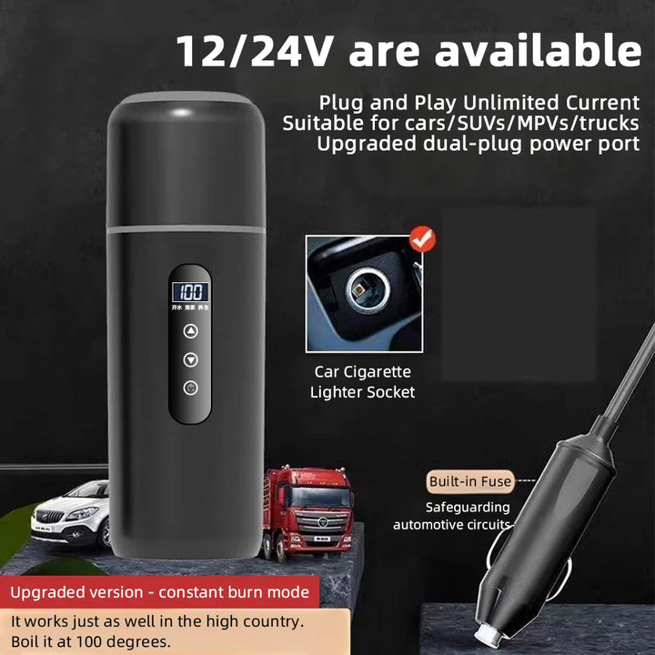 Elektresche Waasserkessel 12V24V Portabel Auto Heizbecher 500ml Rees Heizung Touchscreen Intelligent Upassbar Temperatur Thermobecher