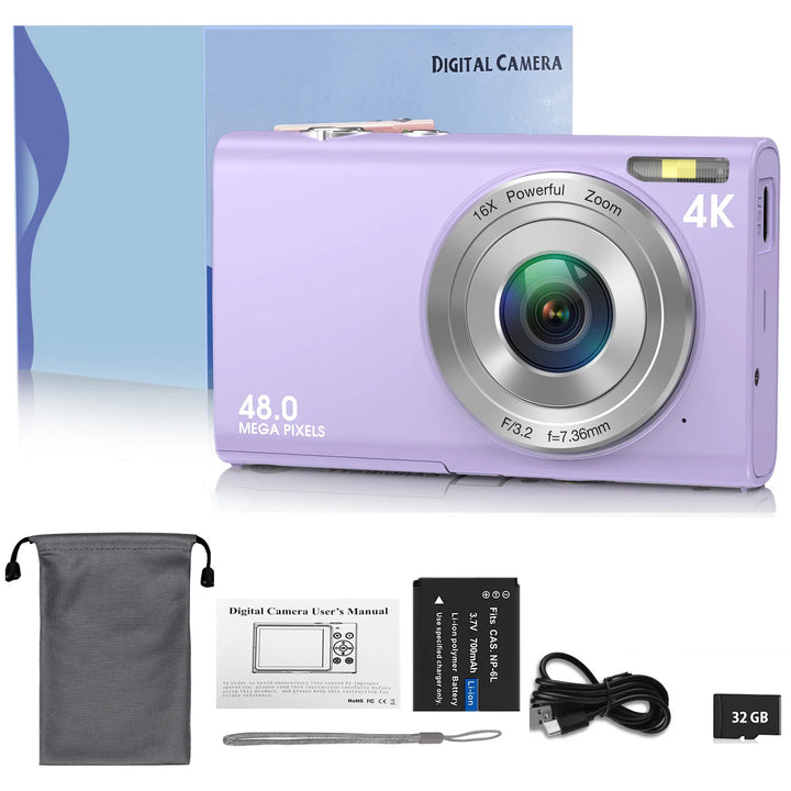4K Digital Kamera Autofocus Vlogging Kamera HD 48MP mat 2.8" groussen Ecran Camcorder Kamera fir Fotografie fir Kanner an Erwuessener