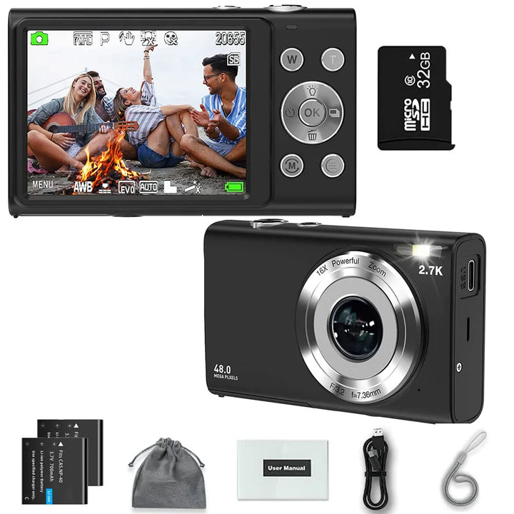 4K Digital Kamera Autofocus Vlogging Kamera HD 48MP mat 2.8" groussen Ecran Camcorder Kamera fir Fotografie fir Kanner an Erwuessener