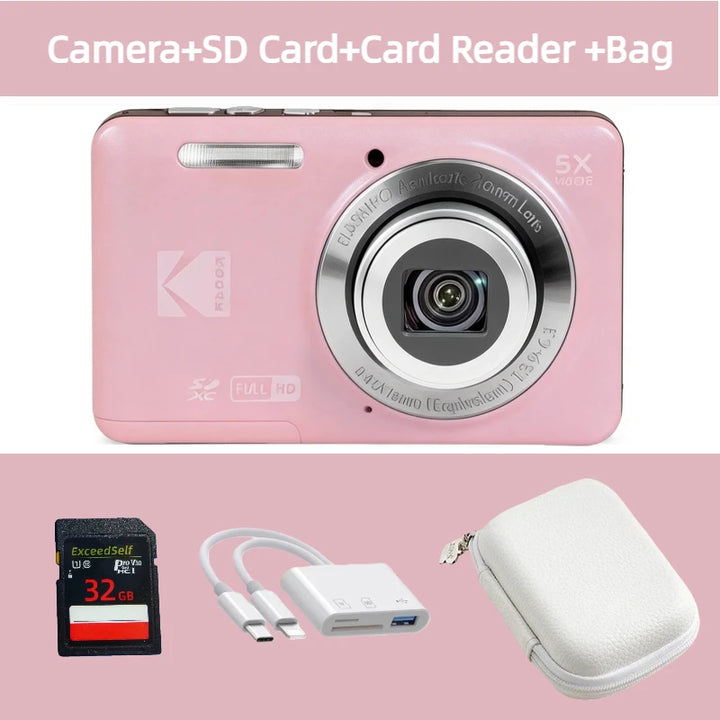 KODAK PIXPRO FZ55-RD 16MP Digitalkamera 5X Opteschen Zoom 28mm Wäitwénkel 1080P Full HD Video 2.7" LCD Vlogging Kamera