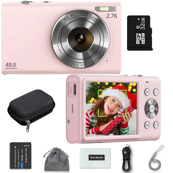 4K Digital Kamera Autofocus Vlogging Kamera HD 48MP mat 2.8" groussen Ecran Camcorder Kamera fir Fotografie fir Kanner an Erwuessener