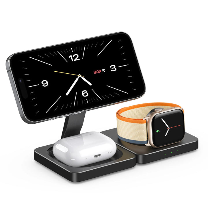 TIMESS Fast Magnéitesch 3 an 1 Wireless Ladegerät fir iPhone 17 16 15 PRO MAX fir Apple Watch iWatch fir Airpods Pro Opluedstatioun