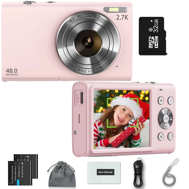 4K Digital Kamera Autofocus Vlogging Kamera HD 48MP mat 2.8" groussen Ecran Camcorder Kamera fir Fotografie fir Kanner an Erwuessener