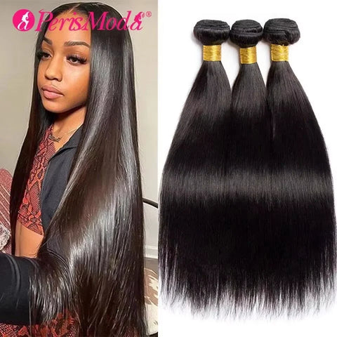 PerisModa 100% riicht Mënsch Hoer Bündelen 1/3/4 Stéck Weave Bündelen Mënsch Hoer Extensions Brasilianesch Remy Natierlech Schwaarz Mënsch Hoer