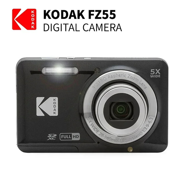KODAK PIXPRO FZ55-RD 16MP Digitalkamera 5X Opteschen Zoom 28mm Wäitwénkel 1080P Full HD Video 2.7" LCD Vlogging Kamera