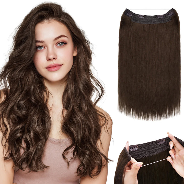 Wire in Hair Extensions Mënsch Hoer Glat Fësch Linn Natierlech Fusioun Hoer Extensions mat Clips Weft Hoer Extensions Fir Fraen