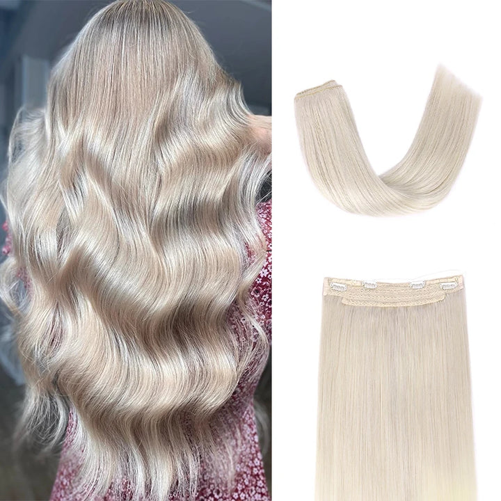 Wire in Hair Extensions Mënsch Hoer Glat Fësch Linn Natierlech Fusioun Hoer Extensions mat Clips Weft Hoer Extensions Fir Fraen