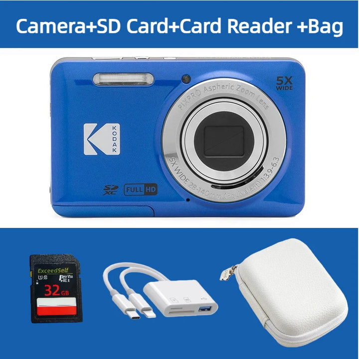 KODAK PIXPRO FZ55-RD 16MP Digitalkamera 5X Opteschen Zoom 28mm Wäitwénkel 1080P Full HD Video 2.7" LCD Vlogging Kamera