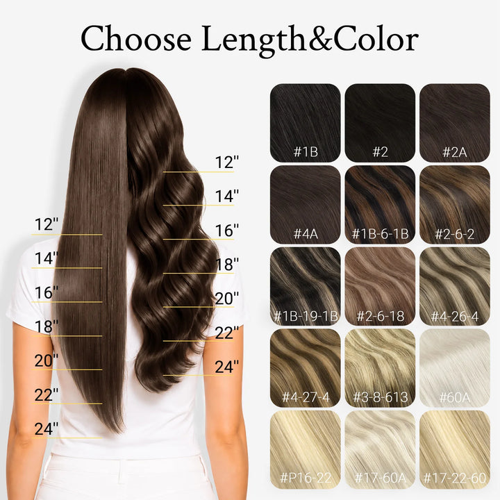 Wire in Hair Extensions Mënsch Hoer Glat Fësch Linn Natierlech Fusioun Hoer Extensions mat Clips Weft Hoer Extensions Fir Fraen