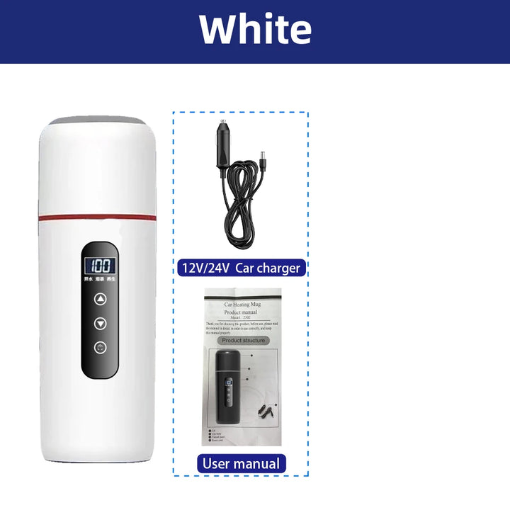 Elektresche Waasserkessel 12V24V Portabel Auto Heizbecher 500ml Rees Heizung Touchscreen Intelligent Upassbar Temperatur Thermobecher