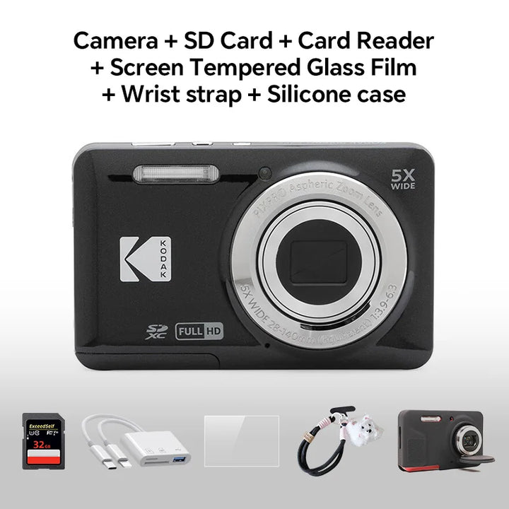 KODAK PIXPRO FZ55-RD 16MP Digitalkamera 5X Opteschen Zoom 28mm Wäitwénkel 1080P Full HD Video 2.7" LCD Vlogging Kamera