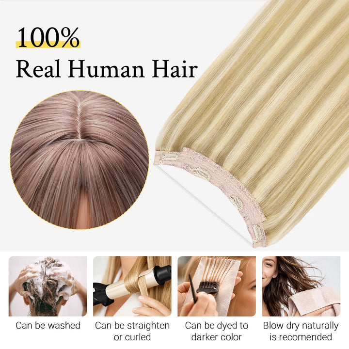 Wire in Hair Extensions Mënsch Hoer Glat Fësch Linn Natierlech Fusioun Hoer Extensions mat Clips Weft Hoer Extensions Fir Fraen