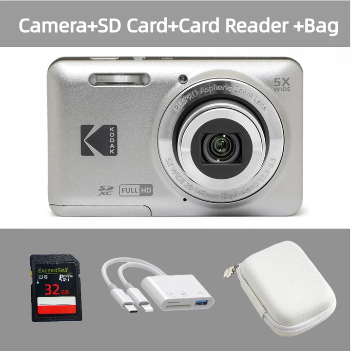 KODAK PIXPRO FZ55-RD 16MP Digitalkamera 5X Opteschen Zoom 28mm Wäitwénkel 1080P Full HD Video 2.7" LCD Vlogging Kamera