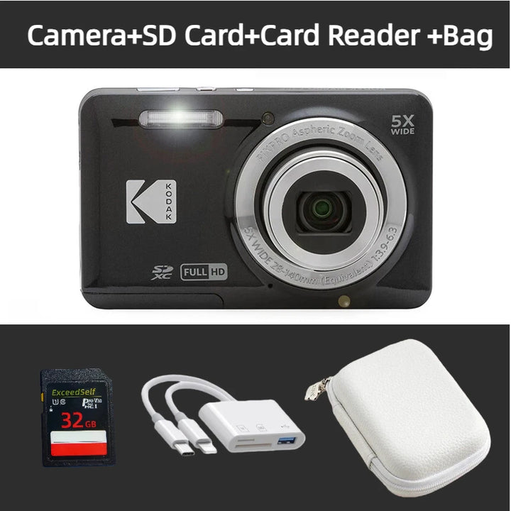 KODAK PIXPRO FZ55-RD 16MP Digitalkamera 5X Opteschen Zoom 28mm Wäitwénkel 1080P Full HD Video 2.7" LCD Vlogging Kamera