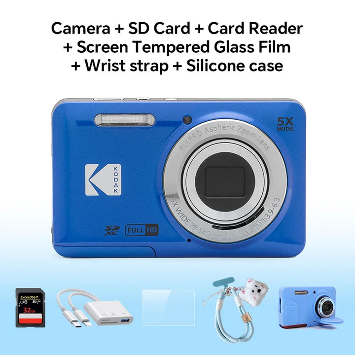 KODAK PIXPRO FZ55-RD 16MP Digitalkamera 5X Opteschen Zoom 28mm Wäitwénkel 1080P Full HD Video 2.7" LCD Vlogging Kamera