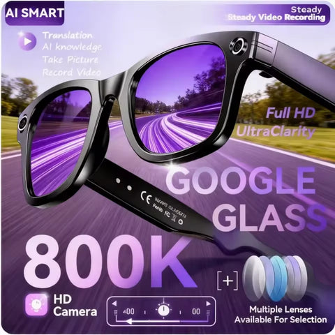 Nei 800W Kamera AI Brëll Männer Faarfwiesselend Smart Iwwersetzungsbrëll Foto Video Opnam Waasserdicht Uruff Smart Sonnebrëll