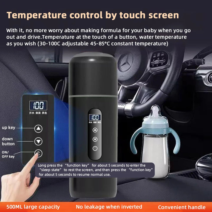 Elektresche Waasserkessel 12V24V Portabel Auto Heizbecher 500ml Rees Heizung Touchscreen Intelligent Upassbar Temperatur Thermobecher