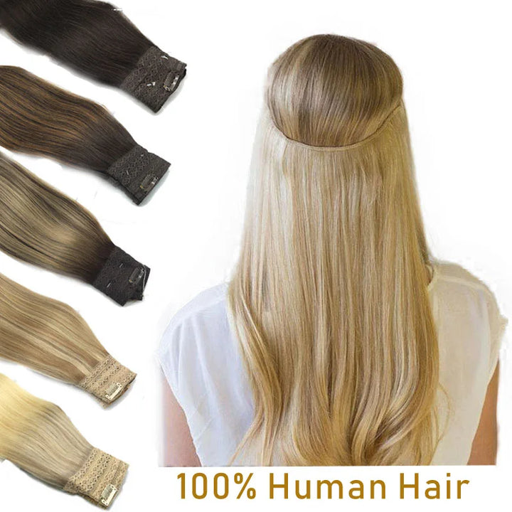 Wire in Hair Extensions Mënsch Hoer Glat Fësch Linn Natierlech Fusioun Hoer Extensions mat Clips Weft Hoer Extensions Fir Fraen