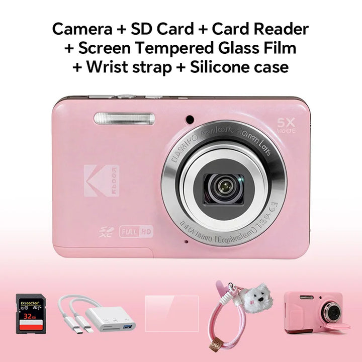 KODAK PIXPRO FZ55-RD 16MP Digitalkamera 5X Opteschen Zoom 28mm Wäitwénkel 1080P Full HD Video 2.7" LCD Vlogging Kamera